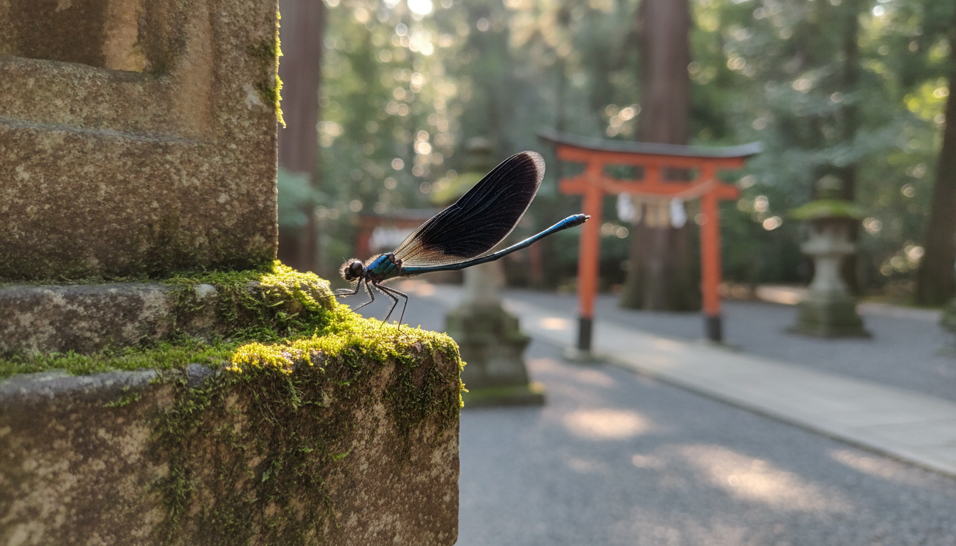 神社で黒い羽根のハグロトンボに出会ったらスピリチュアルなサインなの?