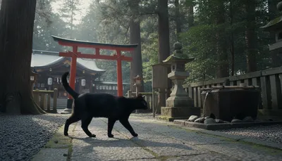 神社で黒猫が横切った時の意味とは？恋愛運が変わるサインなのか気になりますよね。