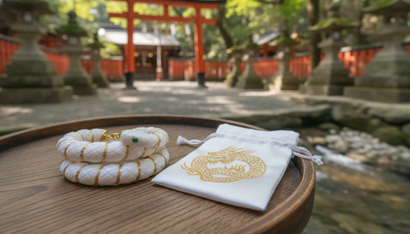 財運白蛇ブレスレットのご利益は?阿蘇白水龍神權現(白蛇神社)の祈祷済みのお守りのレビュー!