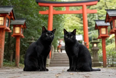 神社で黒猫を2匹見た意味とは？幸運をもたらすスピリチュアルサインと神様からのメッセージ！